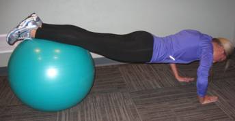 Prone Exercise Ball Walk-out with Push-ups
